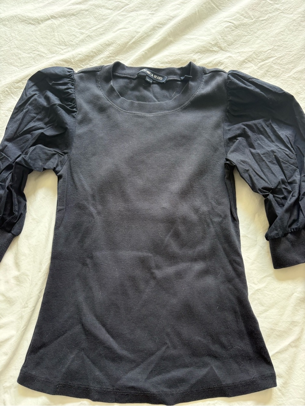 Veronica Beard Puff-Sleeve Navy  Women's Top